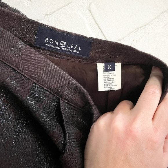 Vintage Maxi skirt Formal Jacquart Tulle Brown Floral Wool blend Shiny Sz 10 - Picture 12 of 13